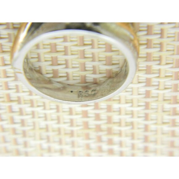 RSC Clear Goshenite Solitaire Silver Gold Tone Ring Size 5.25 - Picture 7 of 8